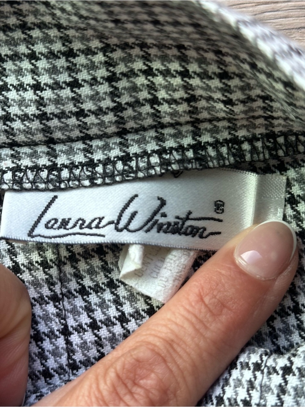 Laura Whitten Houndstooth Pencil Skirt Black White Size 14 Preppy School girl - Picture 4 of 6